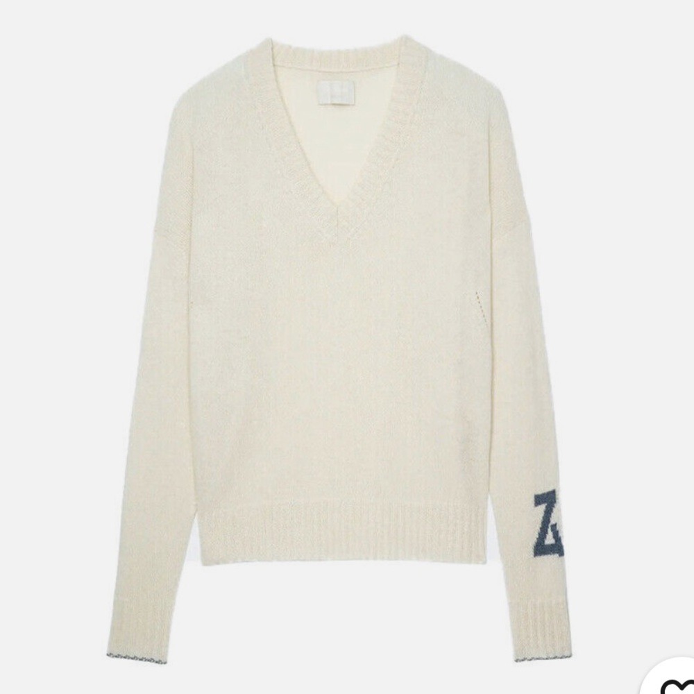 Zadig&Voltaire Women's V-neck Jacquard Loose Knitted Sweater